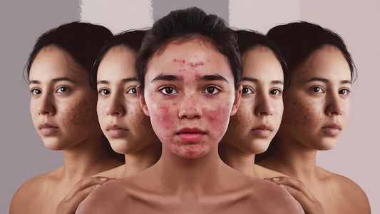 A girl show her face have different type of acne